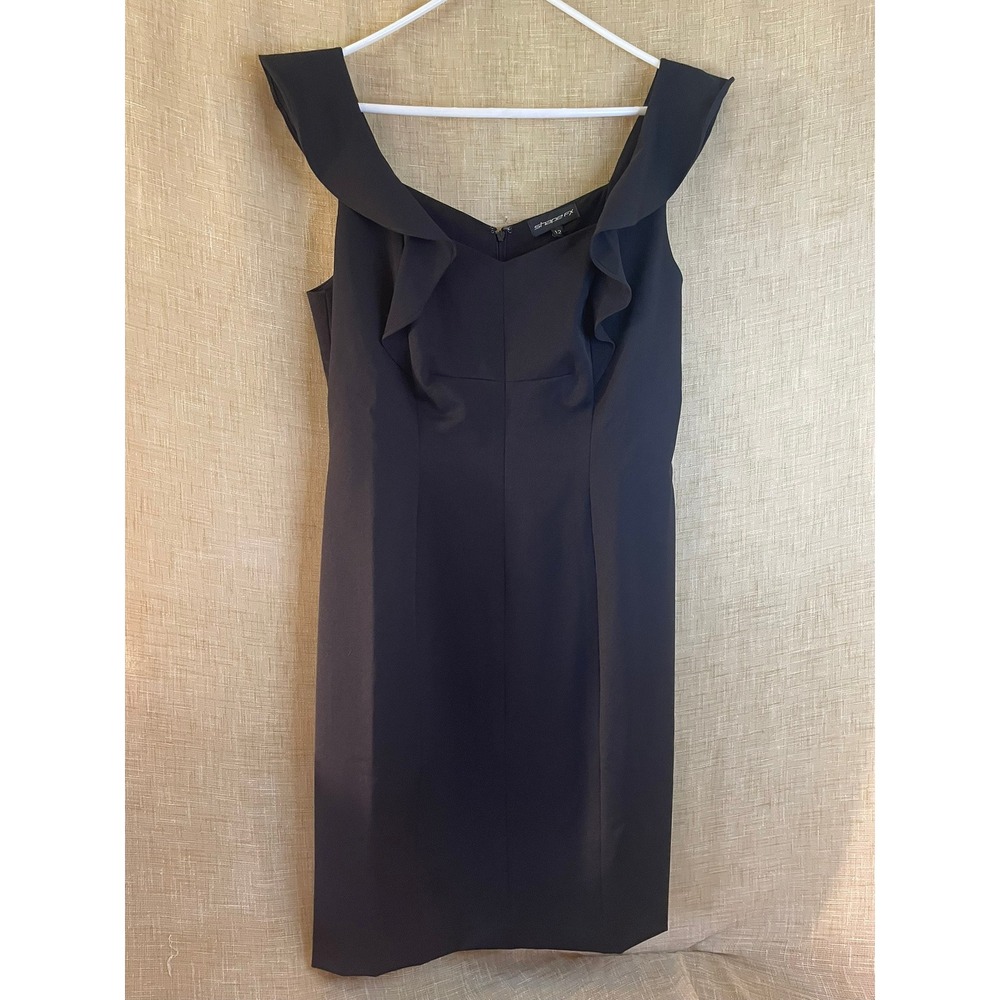 Shape FX Black Sheath Dress Ruffle Sleeveless Career Cocktail Party 12 - Picture 1 of 9